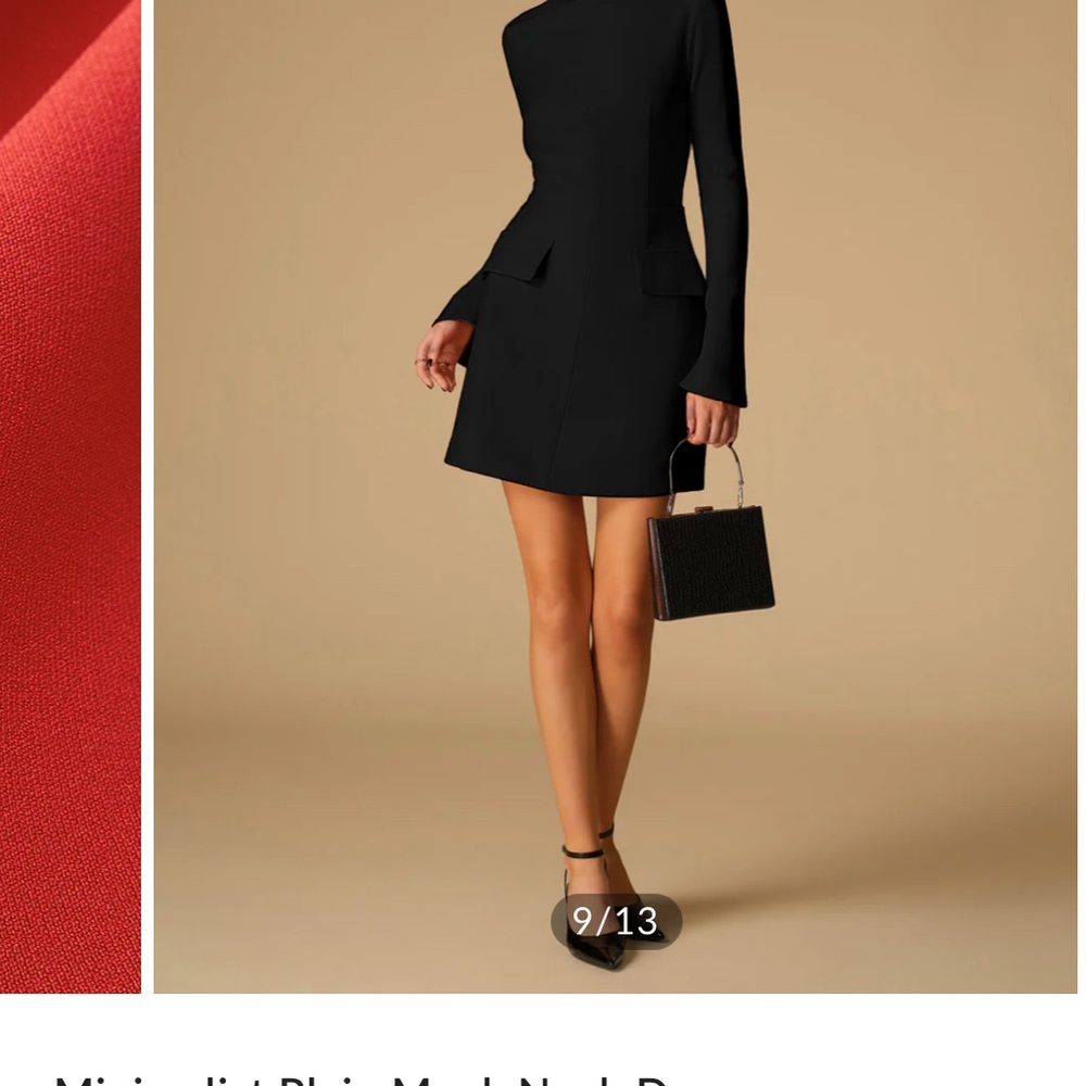 Commense Minimalist Plain Mock Neck Dress